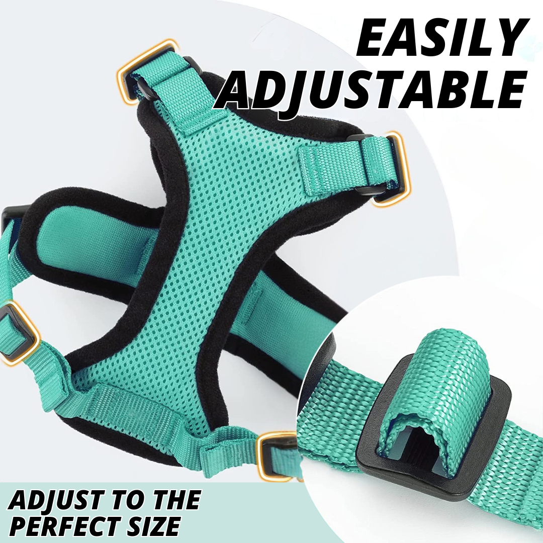 NEW Team Cats™ No-Choke Adjustable Mesh Cat Harness With Quick-Release Buckles, Adjustable Straps, & Reflective Safety Strips (+FREE Leash)