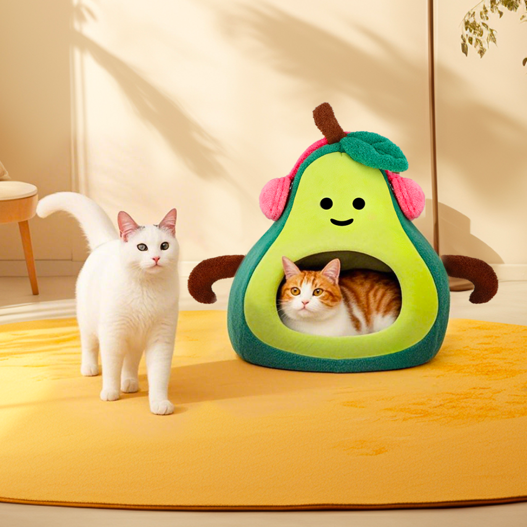 Orange, Pear, & Avocado Fruit Themed Cat Dens