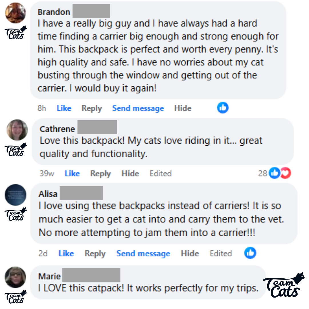 NEW Team Cats™ Cat Carrier Backpack For Small & Large Cats With Bubble Window, Breathable Mesh Vent, & Adjustable Straps