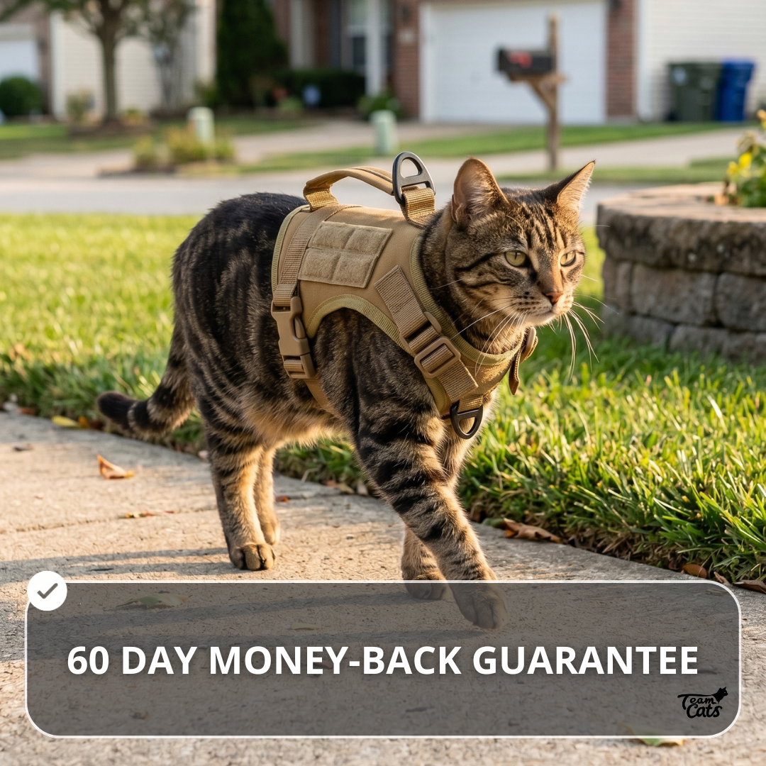 NEW Team Cats™ Adjustable Cat Harness With 2 Quick-Release Buckles, Easy-Grab Top Handle, Hook & Loop Panels, & Adjustable Straps