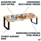 Elevated Food-Grade Feeder Stand With Three Stainless Steel Cat Bowls (Vet-Recommended!)