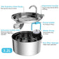 Team Cats 3.2 L stainless steel water fountain, parts: lid, activated carbon filter, pump with pre-filter sponge, bowl