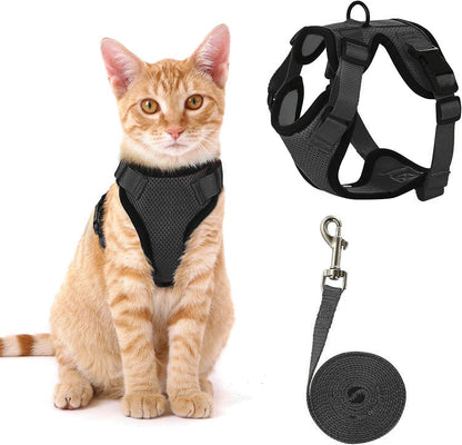 NEW Team Cats™ No-Choke Adjustable Mesh Cat Harness With Quick-Release Buckles, Adjustable Straps, & Reflective Safety Strips (+FREE Leash)