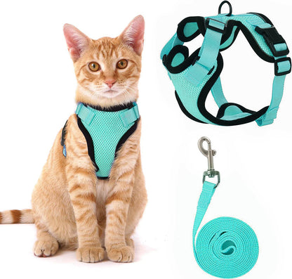 NEW Team Cats™ No-Choke Adjustable Mesh Cat Harness With Quick-Release Buckles, Adjustable Straps, & Reflective Safety Strips (+FREE Leash)