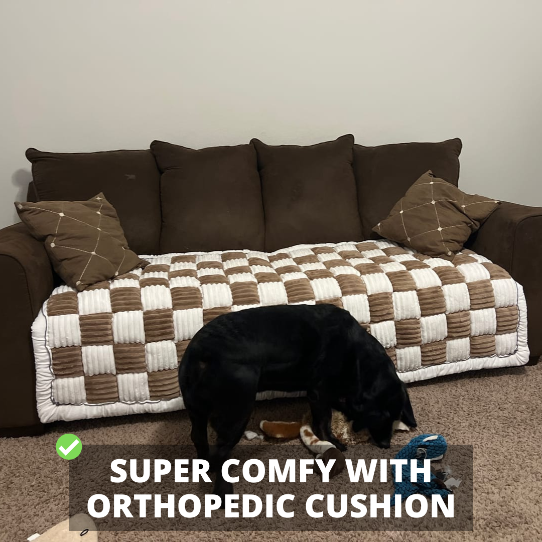 NEW 2-in-1 Furniture Protector & Cat Bed Couch Cover with Thick Orthopedic Padding, Non-Slip Grip, Scratch-Resistant Surface & Machine-Washable Fabric